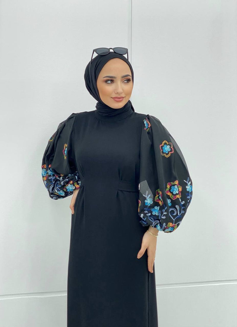 floral embroidery sleeves dress