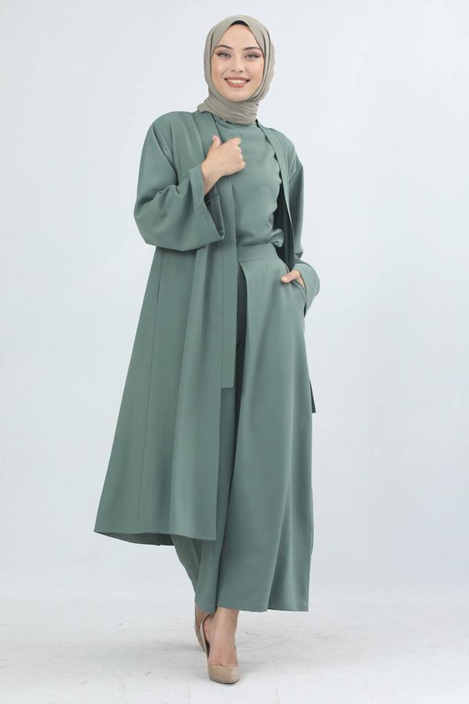 3pcs takim long jacket with wide pants