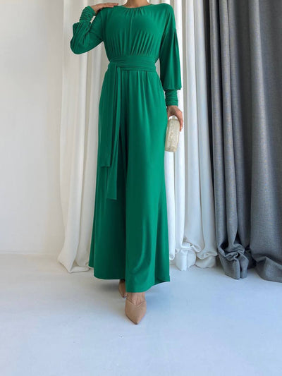 wide belted jumpsuit