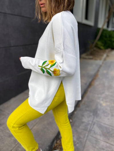 flower Embroidered triko Sweater