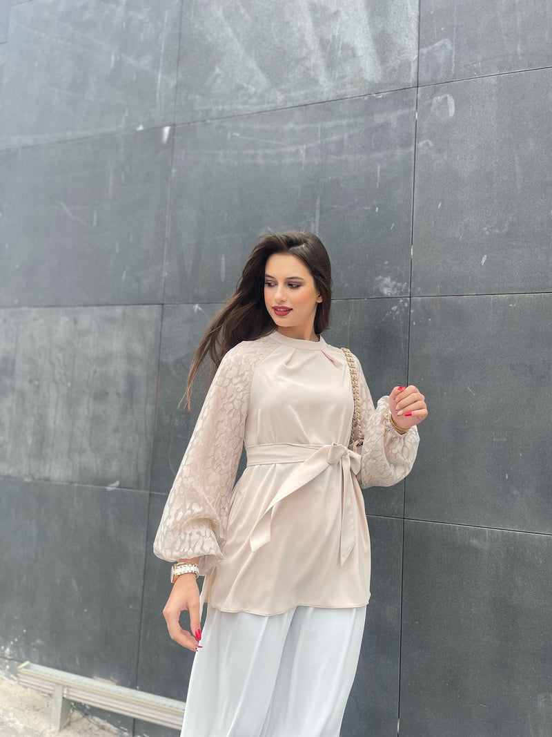 details puff sleeves blouse