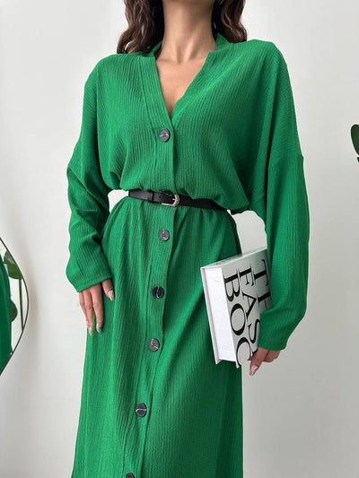 Black button long style jacket