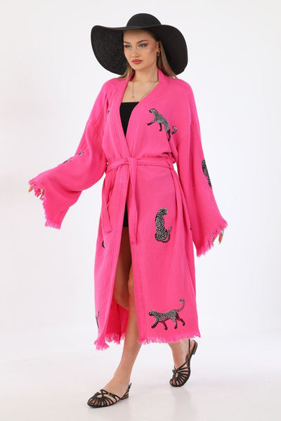 wide printing kimono
