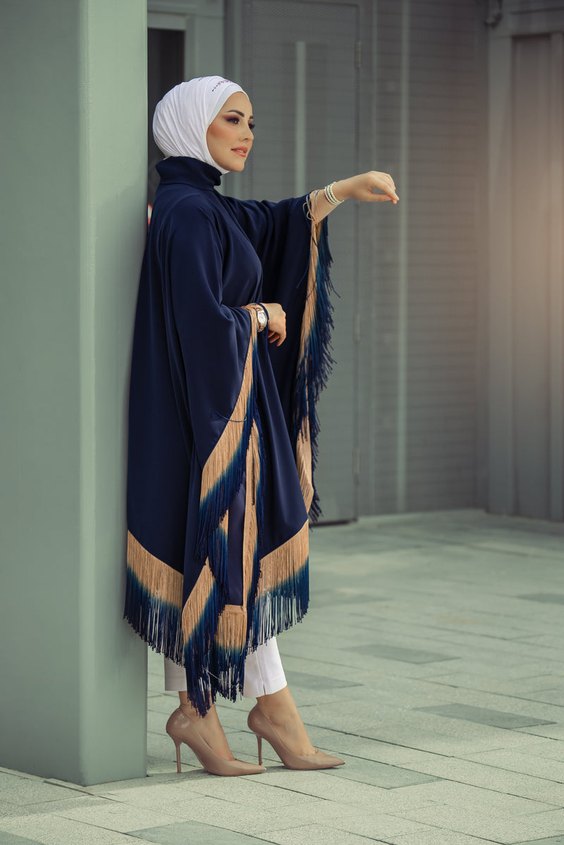 Plane wide Cardigan with all round Ombre fringe