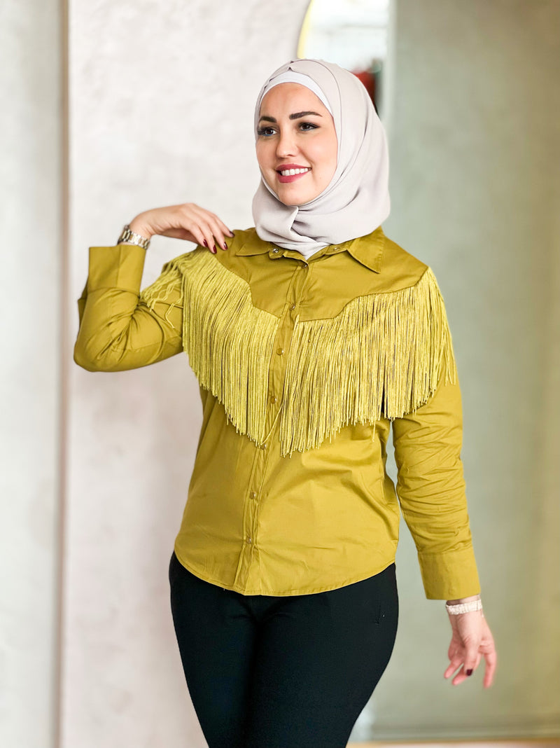 Fringe designed on chest shirt