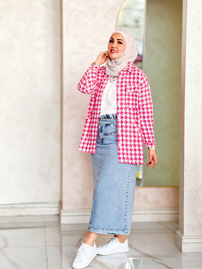 Medi denim belted skirt
