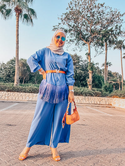 wide pants takim fringe front side