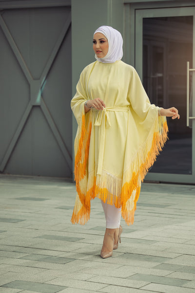 Plane wide Cardigan with all round Ombre fringe