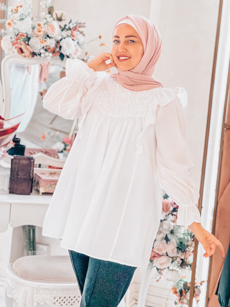 frilly puff sleeves shirt