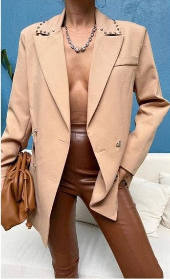 wide blazer with pin nails