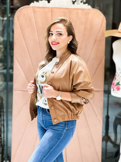 Casual Brown Leather Jacket