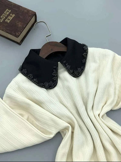 Rhinestone decor fake collar