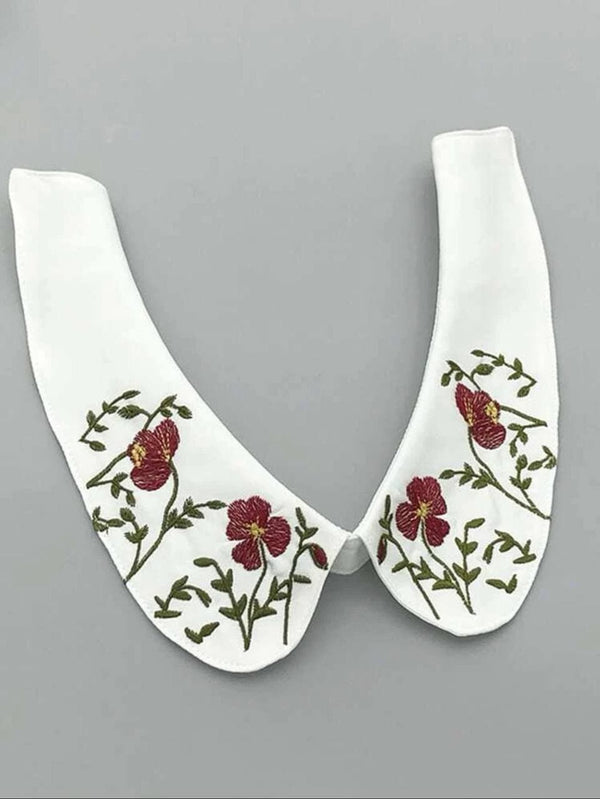 Flower embroidery fake collar