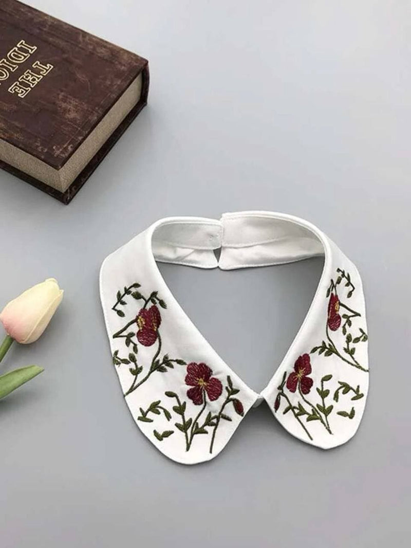 Flower embroidery fake collar