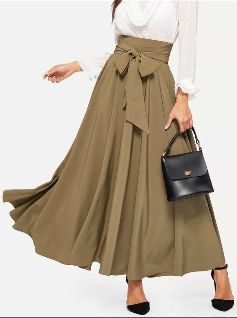 Marvella high waist knot swing skirt