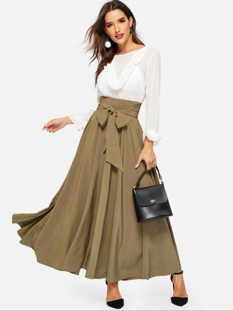 Marvella high waist knot swing skirt
