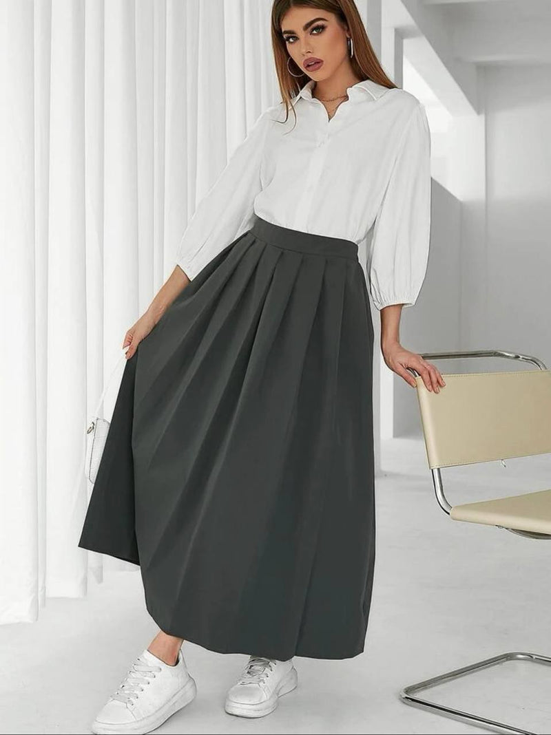 High waist pleated skirt