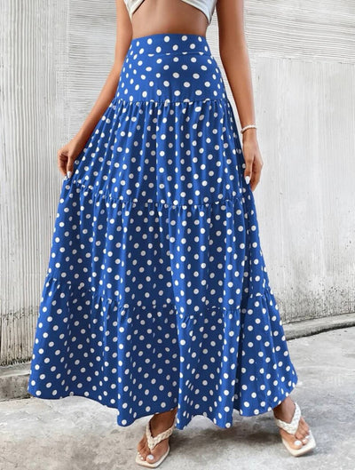 Polka dot print ruffle skirt without belt