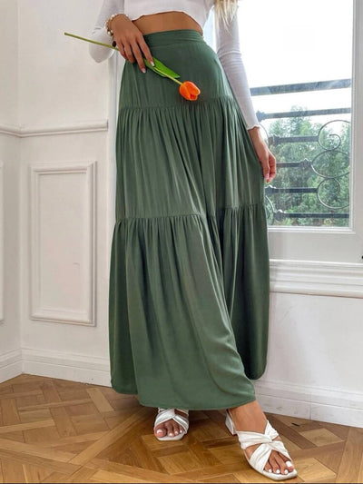 Solid high waist ruffle skirt
