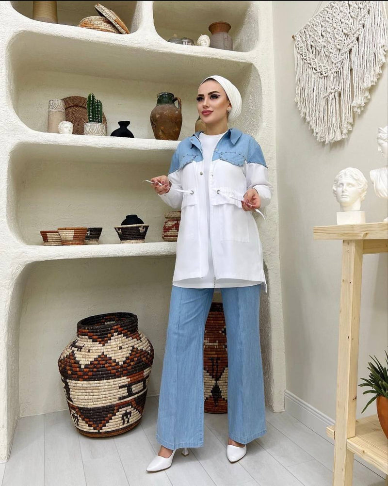 half shirt denim takim