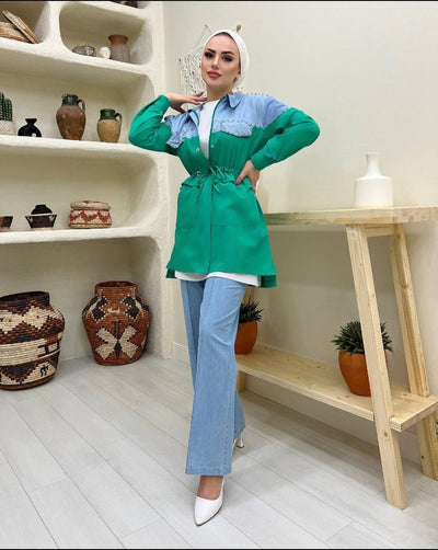 half shirt denim takim
