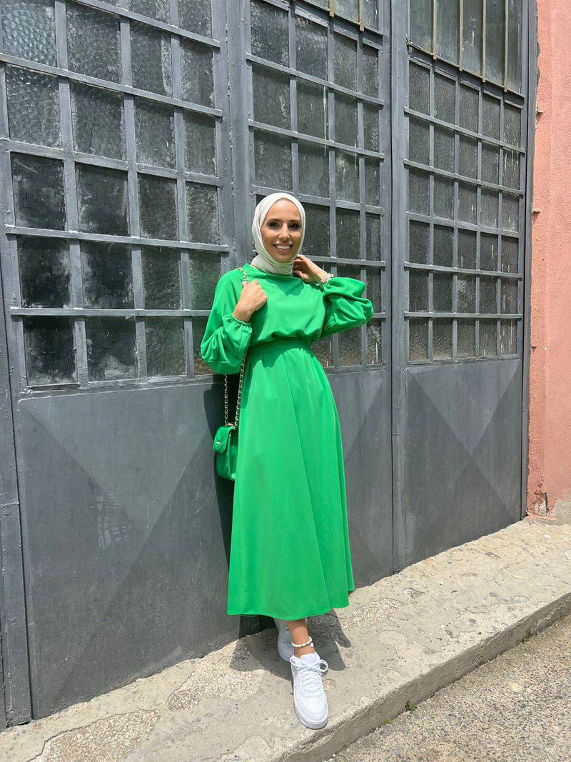 plain casual belted cotton dress