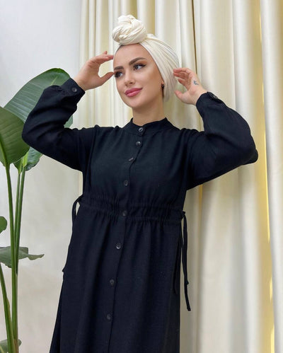 long inner belted cotton tunic