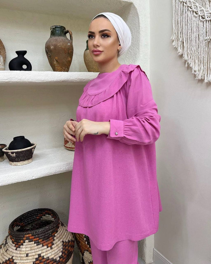 Ruffles collar chest Lenin takim