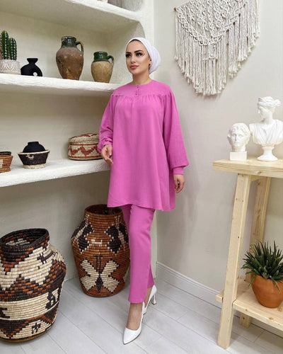buttoned collar Lenin summery takim
