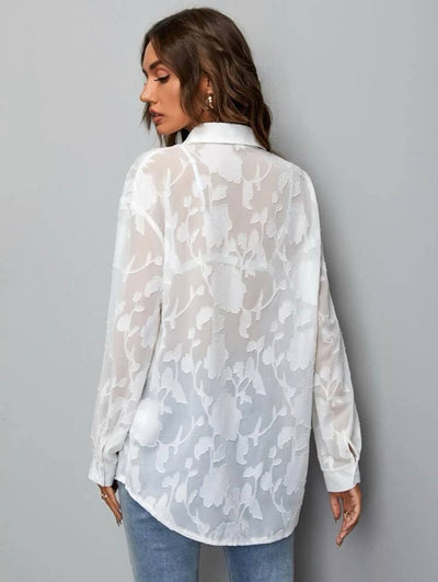 sheer chiffon button longline shirt